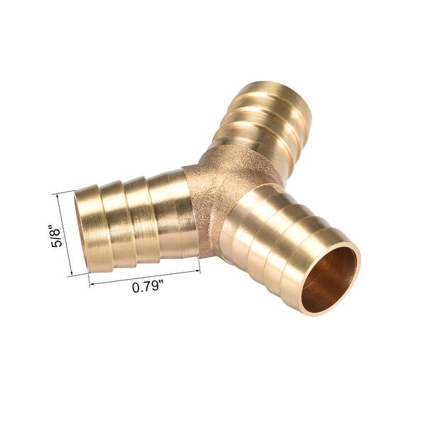 Othmro Hose Barb 5PCS 8mm Hose Y Shape 3 Ways Air Gas Brass Barb Fitting Connector Gold Tone