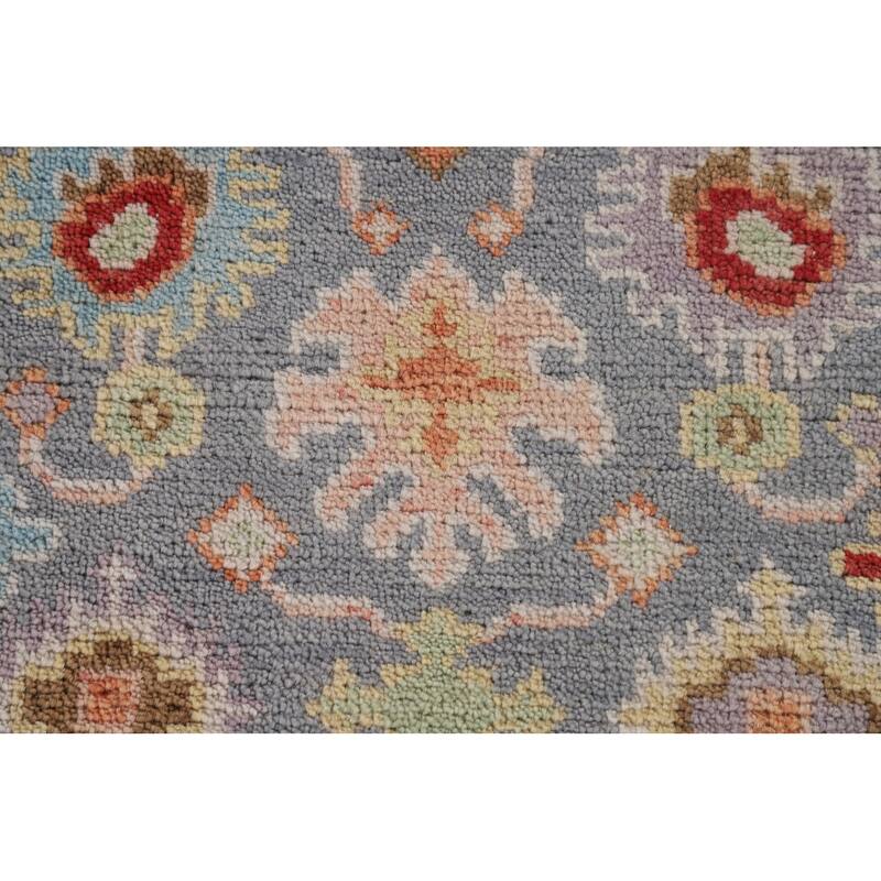 All-Over Floral Oushak Indian Runner Rug Handmade Wool Carpet - 2'7"x 9'11"