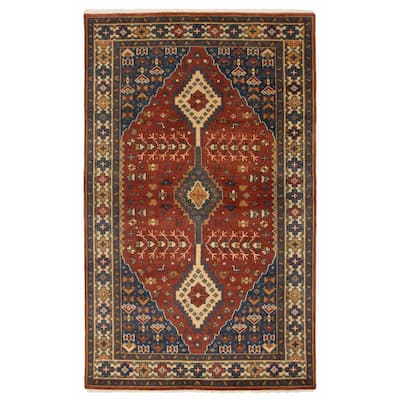 ECARPETGALLERY Hand-knotted Serapi Heritage Dark Red Wool Rug - 4'11 x 8'0