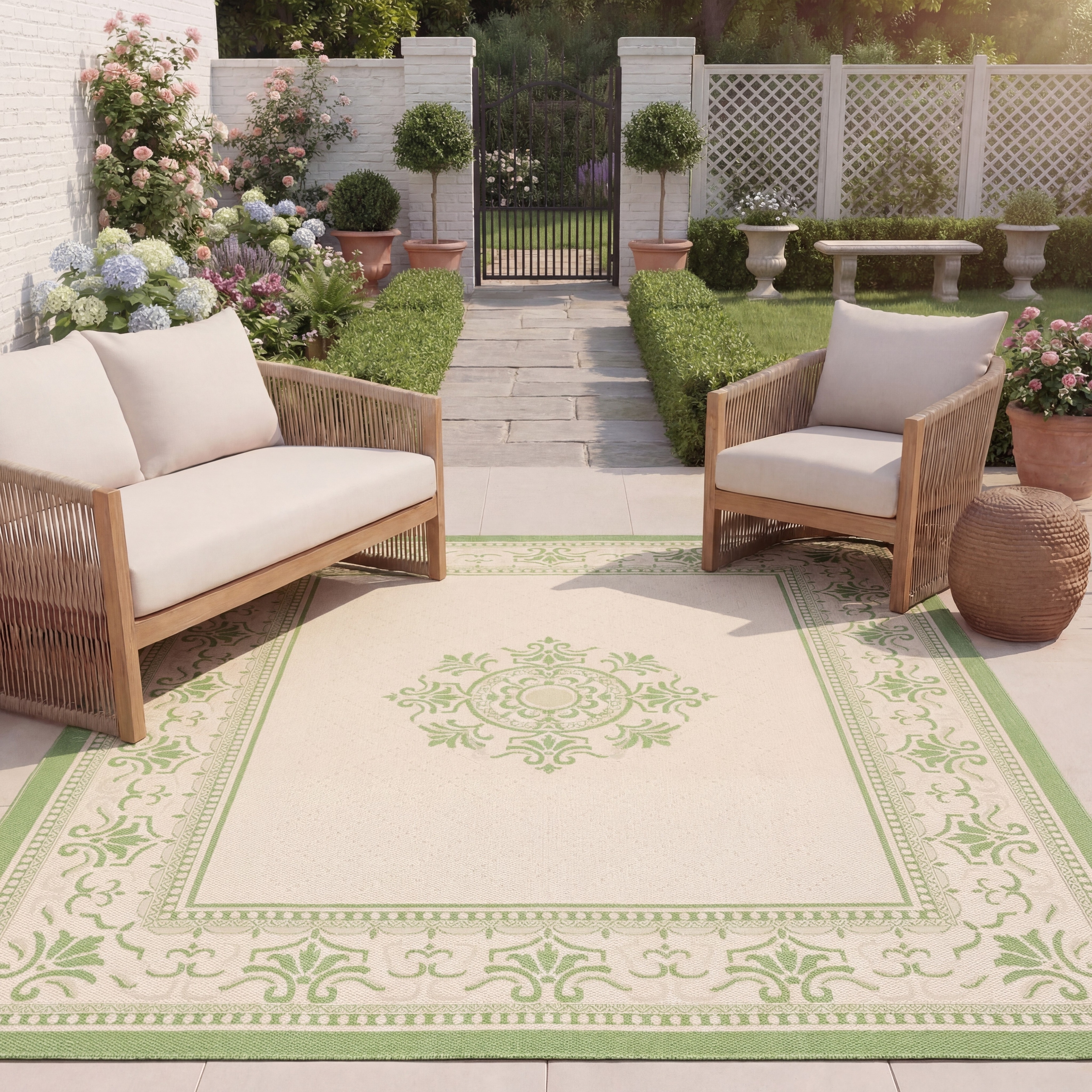 SAFAVIEH, Courtyard Pina Indoor/ Outdoor Waterproof Patio Backyard Rug