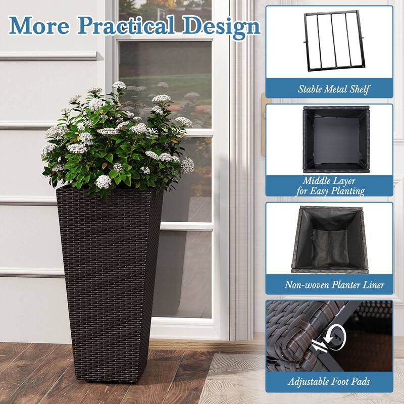 Costway 30” Tall Flower Pot Set of 2 Planter Pots with Open-ended Base - See Details