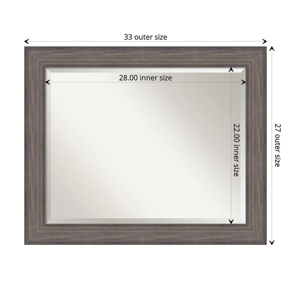 Beveled Wood Bathroom Wall Mirror - Country Barnwood Frame