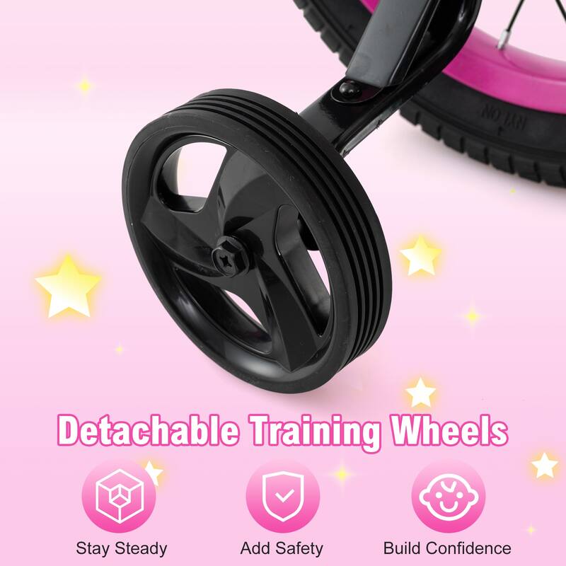 Kids Bike with Basket Adjustable Seat and Training Wheels