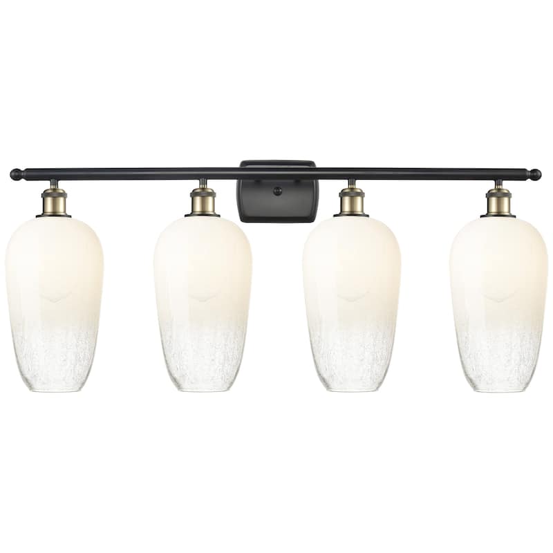 Innovations Lighting 516-4W-16-37 Brookhaven Flute Vanity Brookhaven - Black Antique Brass / Opal