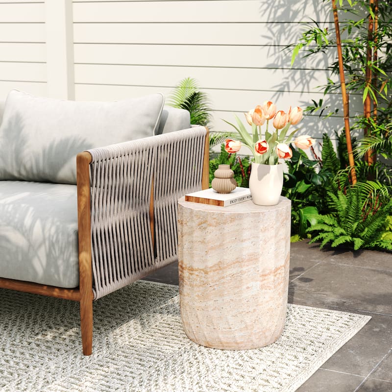 Alcona Outdoor Lightweight Concrete Side Table by Christopher Knight Home