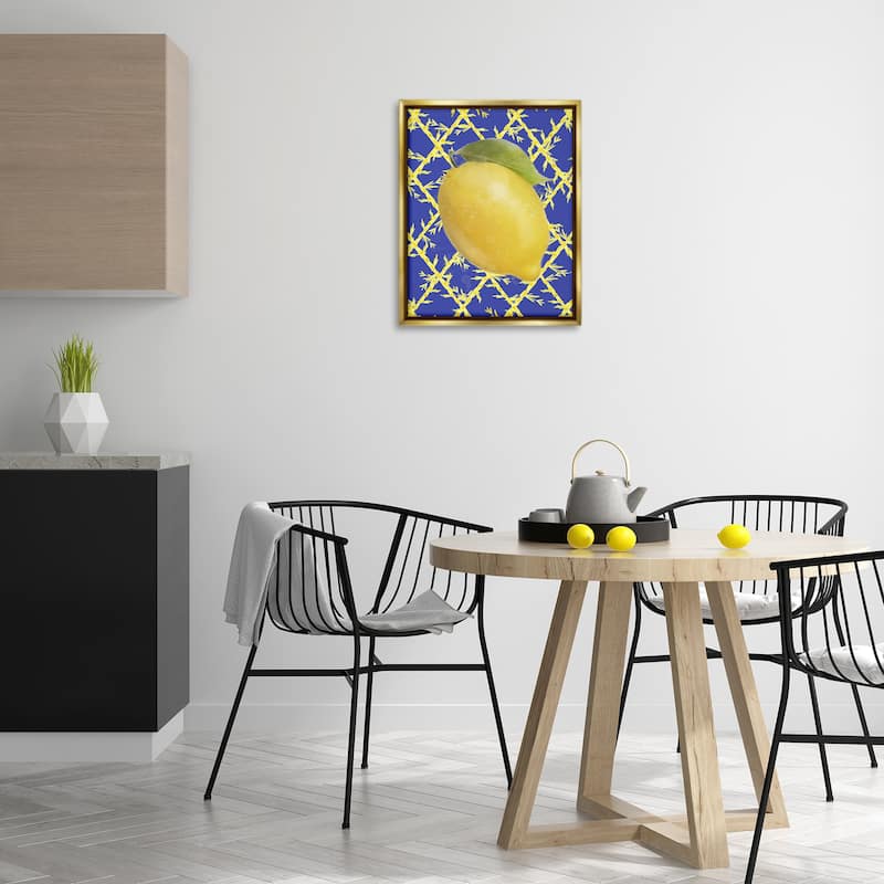Stupell Bold Lemon over Blue Framed Floater Canvas Wall Art Design By Matthew Piotrowicz