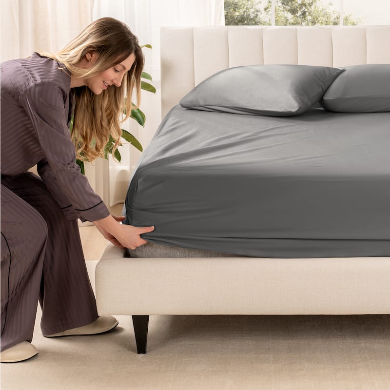 Bare Home Organic Cotton Fitted Sheet - Smoth Sateen Weave