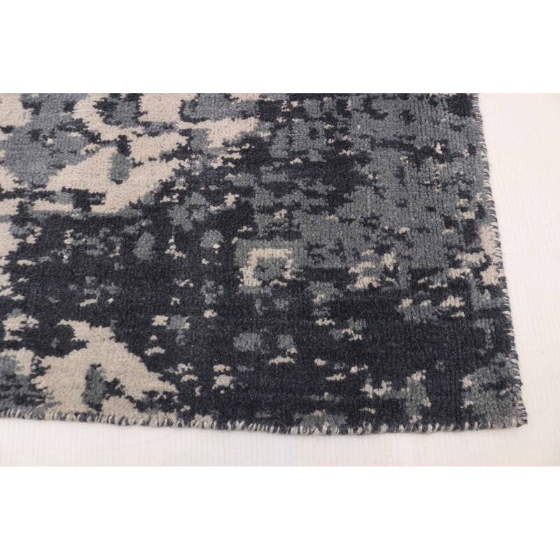 ECARPETGALLERY Hand Loomed Elysian Dark Grey Wool Rug - 5'0 x 7'11