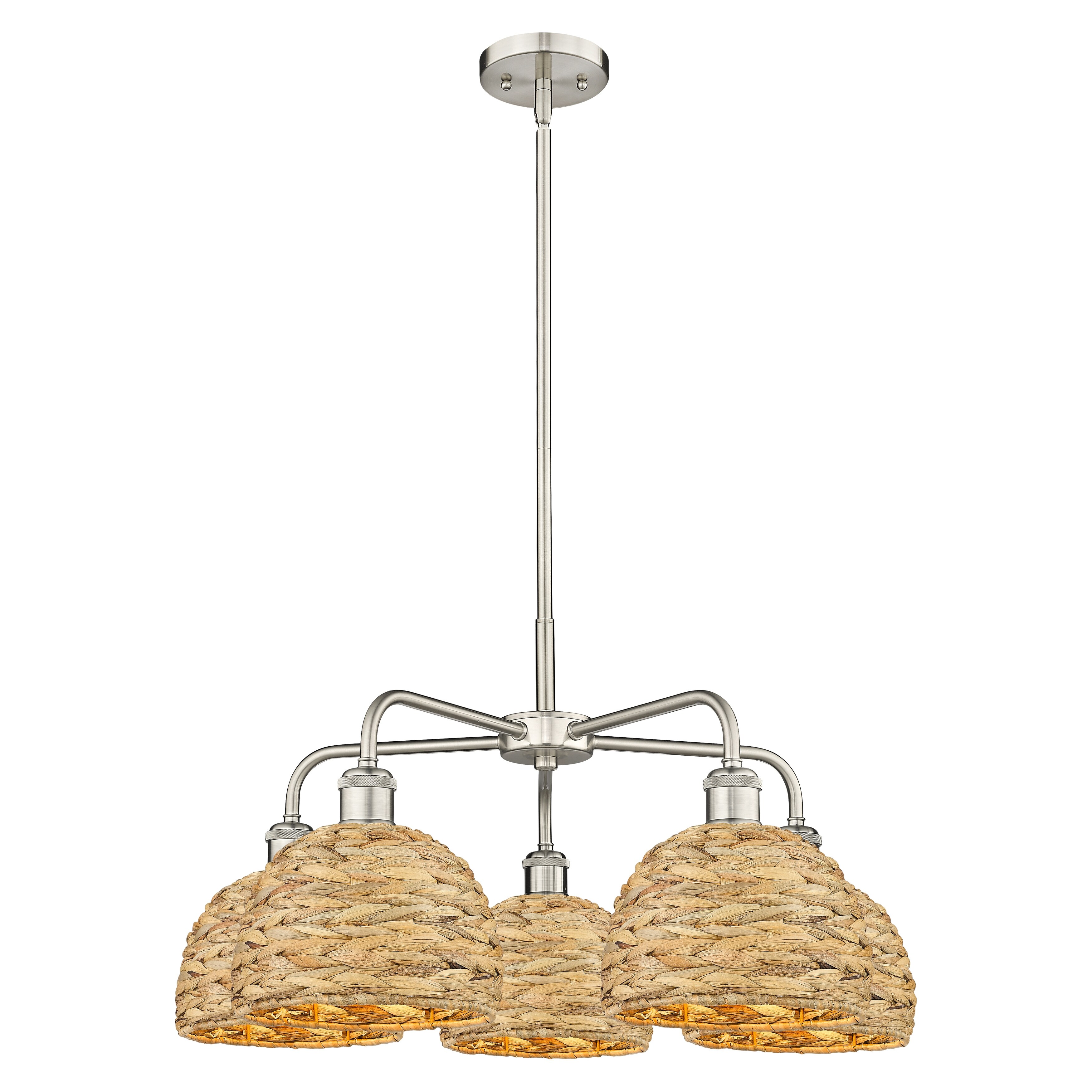 Innovations Lighting Endless Possibilities Ballston - Woven Rattan - 5 Light 27" Stem Hung Chandelier