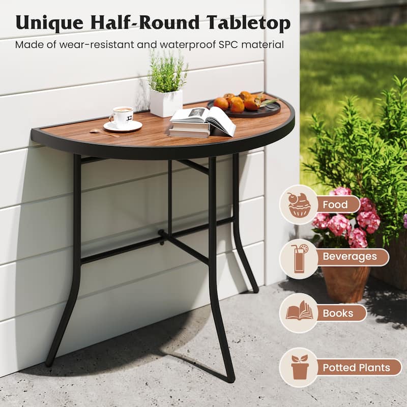 Gymax Half-Round Folding Event Table Foldable Banquet Table w/ Metal