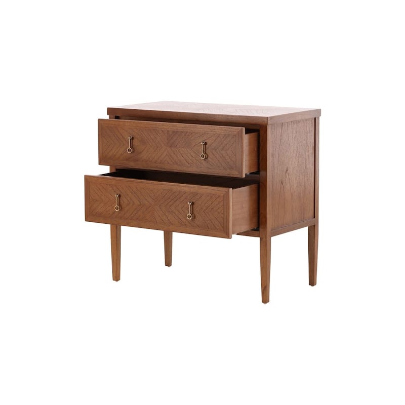 Furniture Classics Regis Natural Mindi Wood Brass Accent Two-drawer Chest