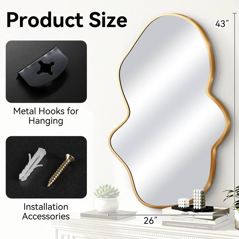 Stylish Aluminum Alloy Framed Irregular Wall Mirror