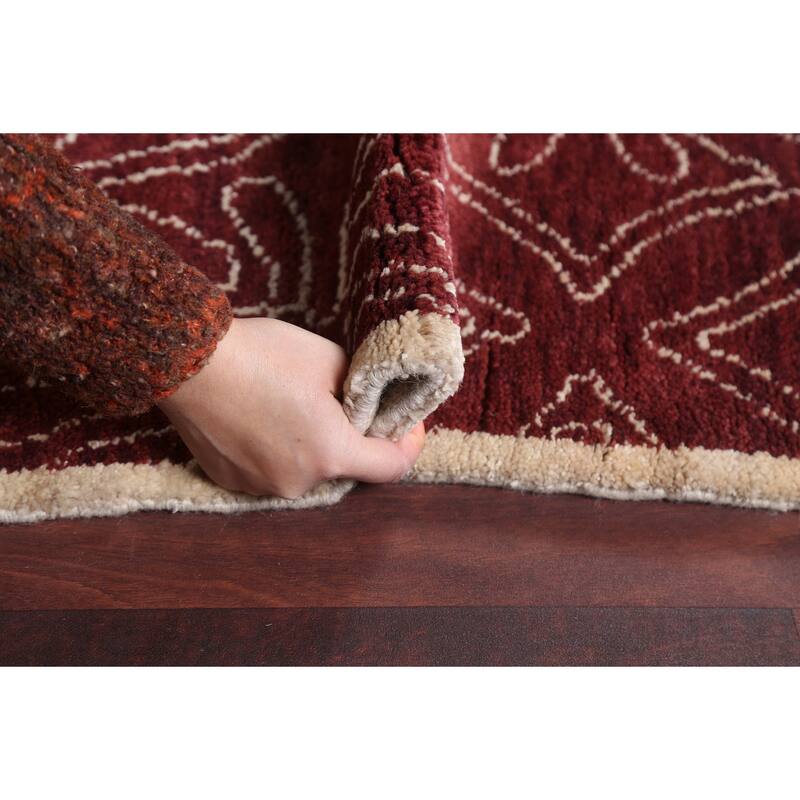 Red Art & Craft Oriental Living Room Area Rug Hand-knotted Wool Carpet - 7'11" x 9'10"