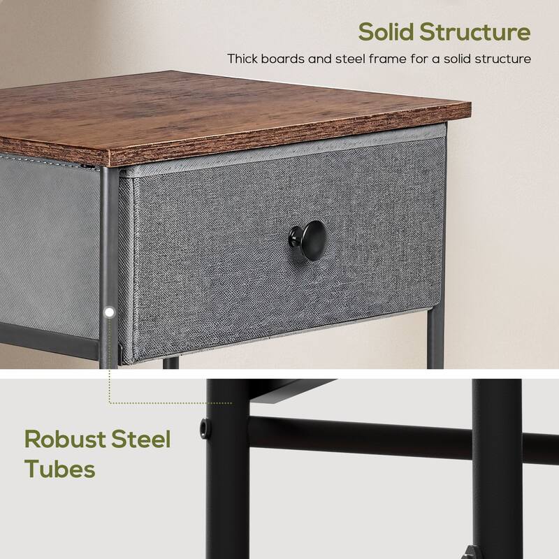 Javlergo Set of 1 or 2 Modern X-Frame Nightstand with Removable Fabric Drawer & Open Shelf for Bedroom or Living Room