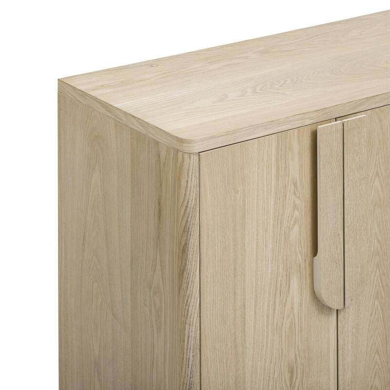 4 Doors Buffet Cabinet, Wood Sideboard with Unique Arc Handles and Adjustable Shelves for Stylish Storage