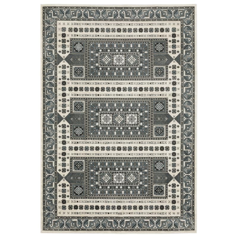 Style Haven Ripley Moroccan Grey/ Blue Mixed Pile Area Rug - 6' 7" x 9' 6" - Rectangle