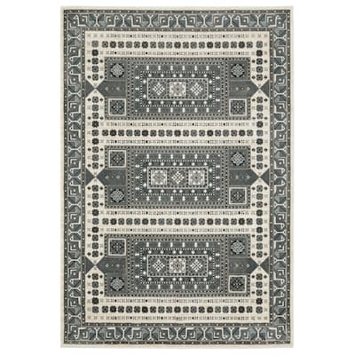 Style Haven Ripley Moroccan Grey/ Blue Mixed Pile Area Rug