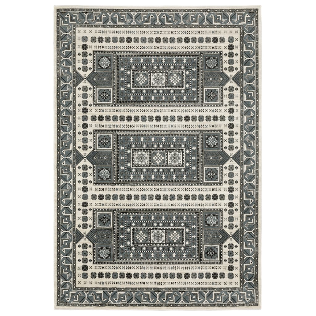 Style Haven Ripley Moroccan Grey/ Blue Mixed Pile Area Rug