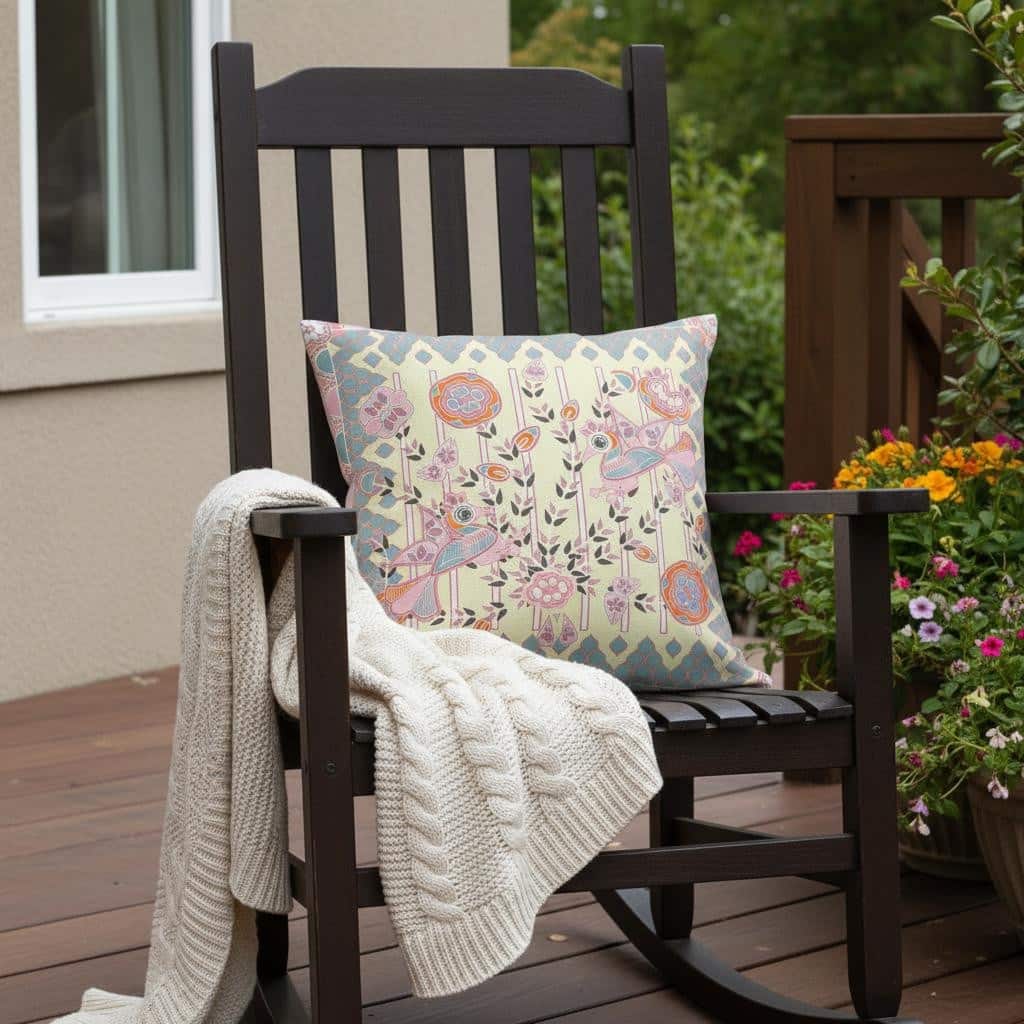 HomeRoots 26" x 26" Yellow Peacock Blown Seam Floral Indoor Outdoor Throw Pillow - 26.00' X '5.00' X '26.00