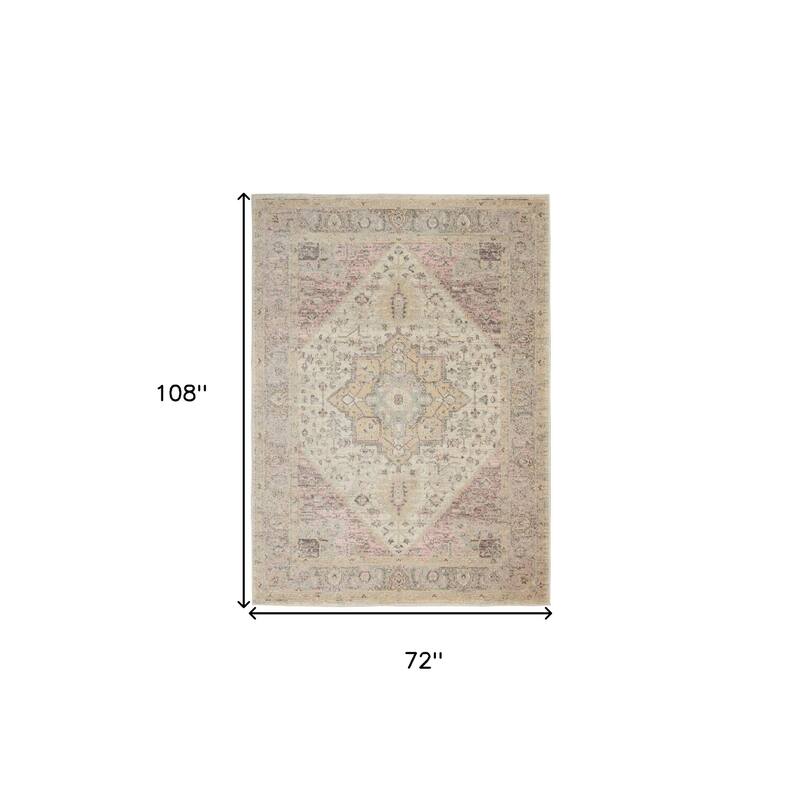 HomeRootsFloral Medallion Transitional Rectangle Area Rug - 108' X '72' X '0.5