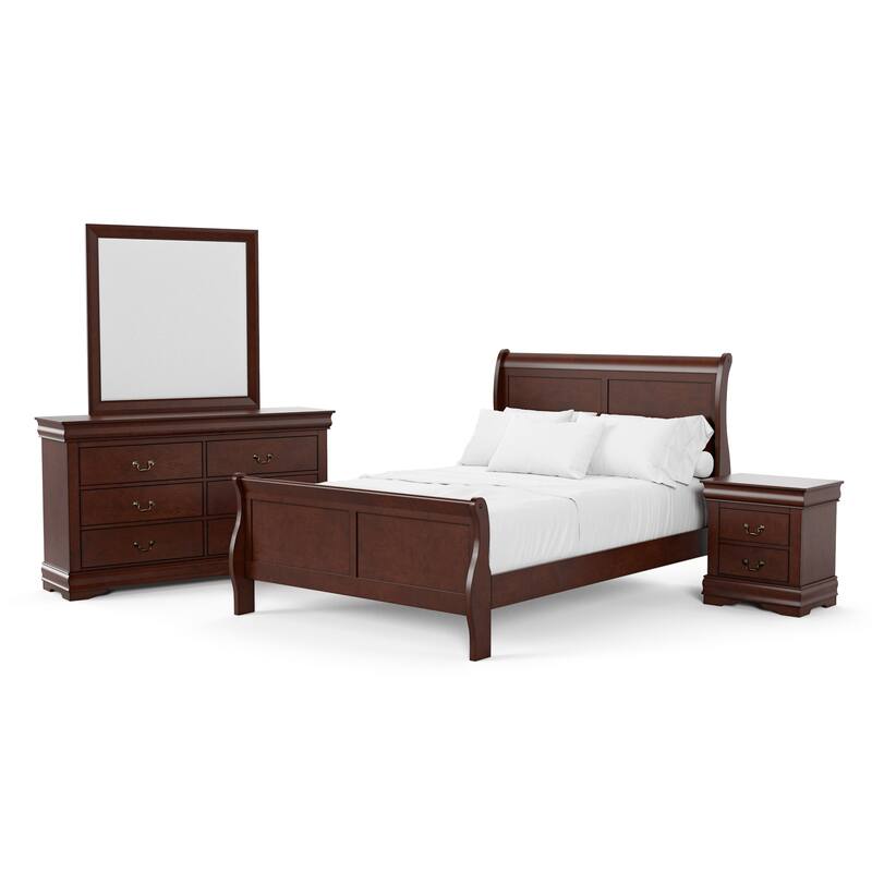Furniture of America Mayday Traditional Solid Wood Kids 4-Piece Sleigh Bedroom Set