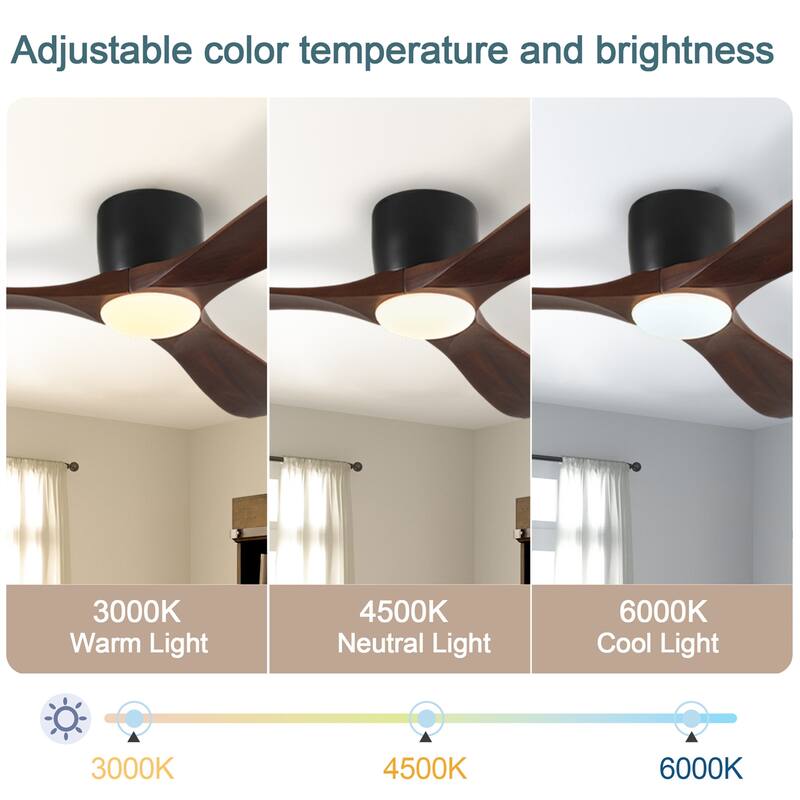 52" Ceiling Fan with Light and Remote Control, Reversible DC Motor