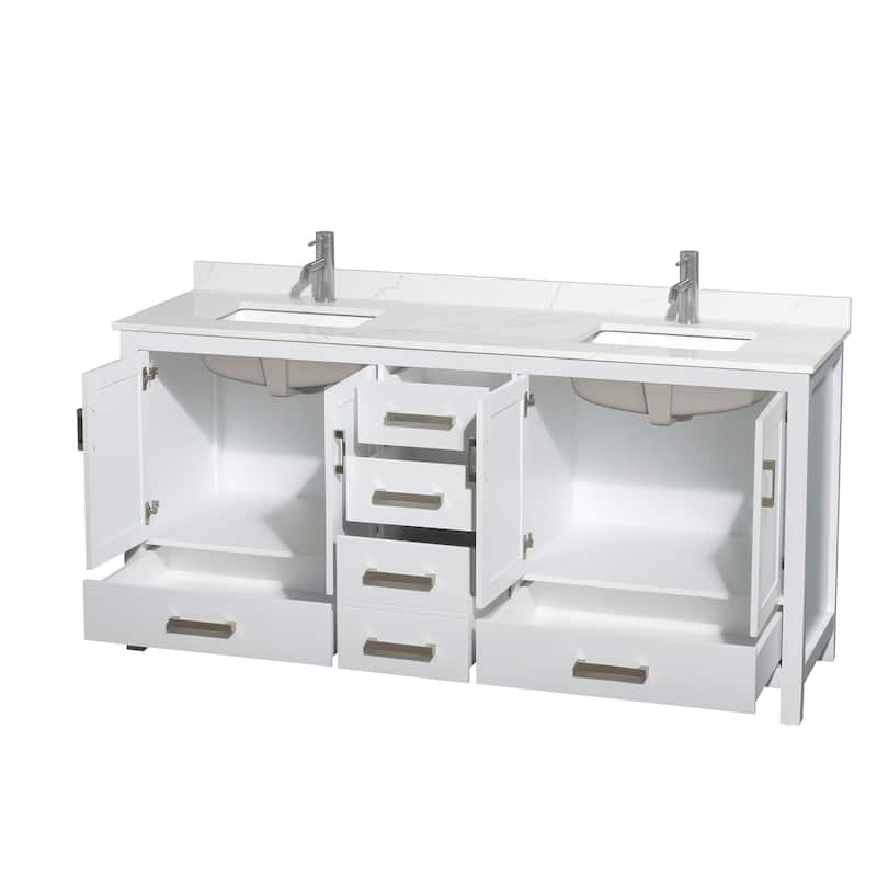 Sheffield 72-inch Double Vanity, Single Hole Quartz Top