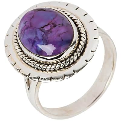 925 Sterling Silver Purple Mohave Turquoise Solitaire Ring