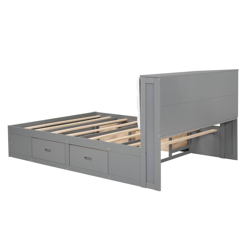 Platform Bed with Storage Headboard