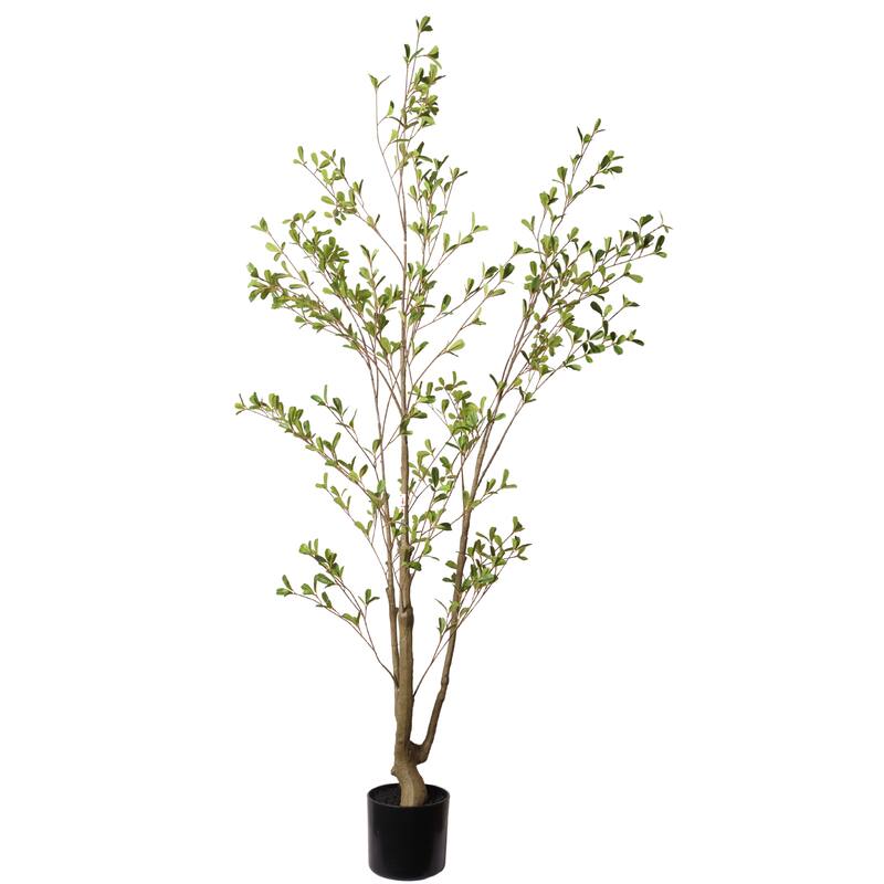 5FT Artificial Olive Tree, Lifelike Fake Potted Indoor Plant, Faux Tree for Home Living Room Decor, 1pc/set - Green Leaves