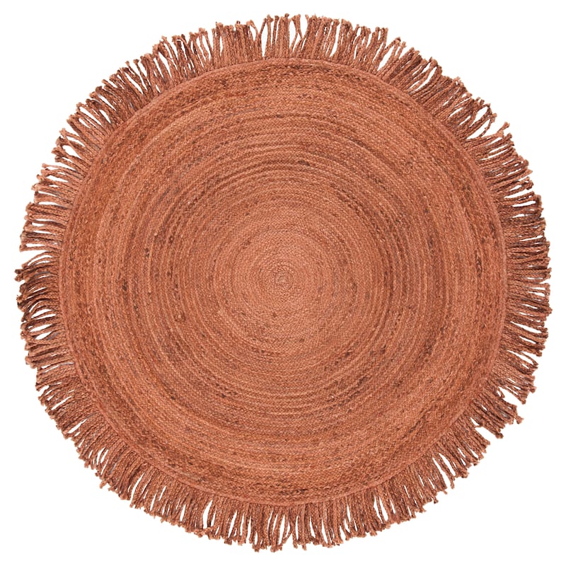 SAFAVIEH, Handmade Braided Bronagh Jute Fringe Round Rug