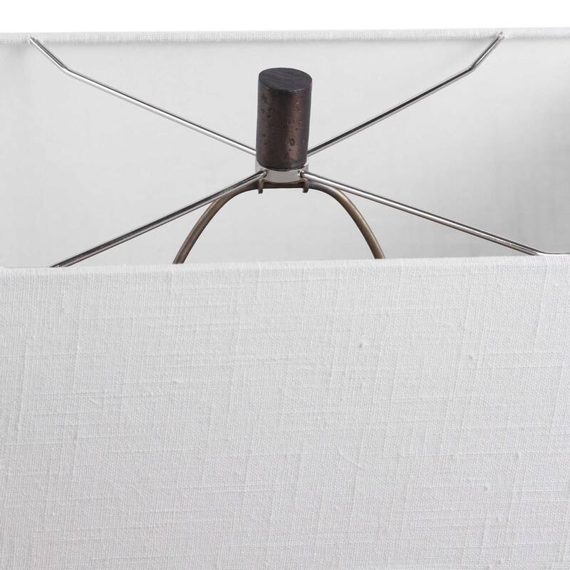 Crystal Foot Table Lamp with White Rectangular Shade - 35.75" - Black and White