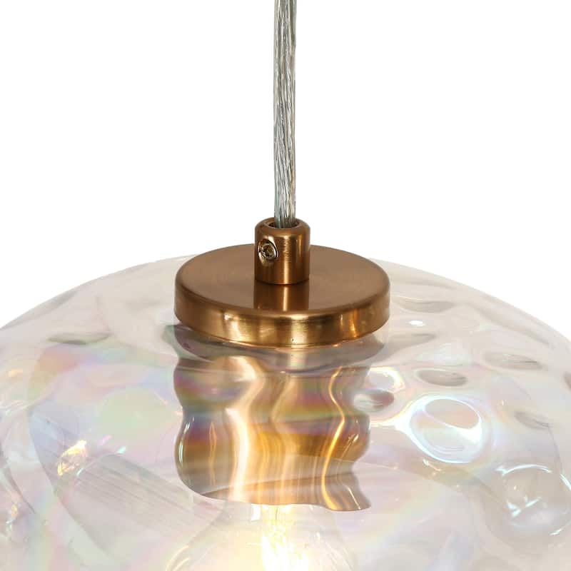 Modern 5-Light 52.4" W Iridescent Glass Chandelier Linear Kitchen Island Pendant for Dining Room - W52.4" x H66" Max