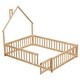 preview thumbnail 8 of 25, Full Size Pine House-Shaped Headboard Floor Bed with Fence