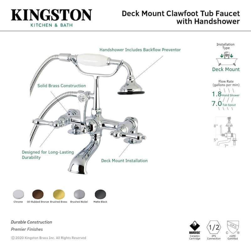 Kingston Brass Vintage 7-Inch Tub Faucet with Hand Shower