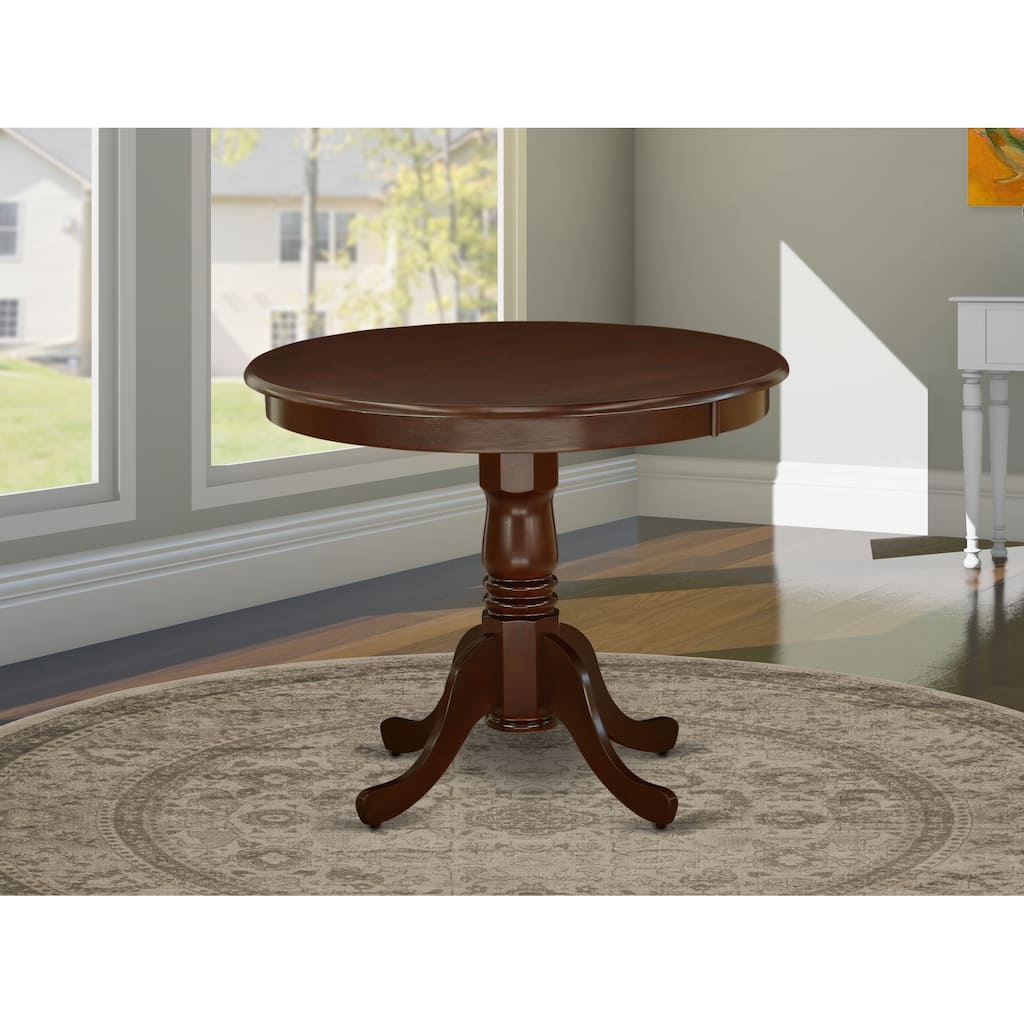 East West Furniture Antique Dining Room Table - a Round kitchen Table Top with Pedestal Base, 36x36 Inch, Mahogany