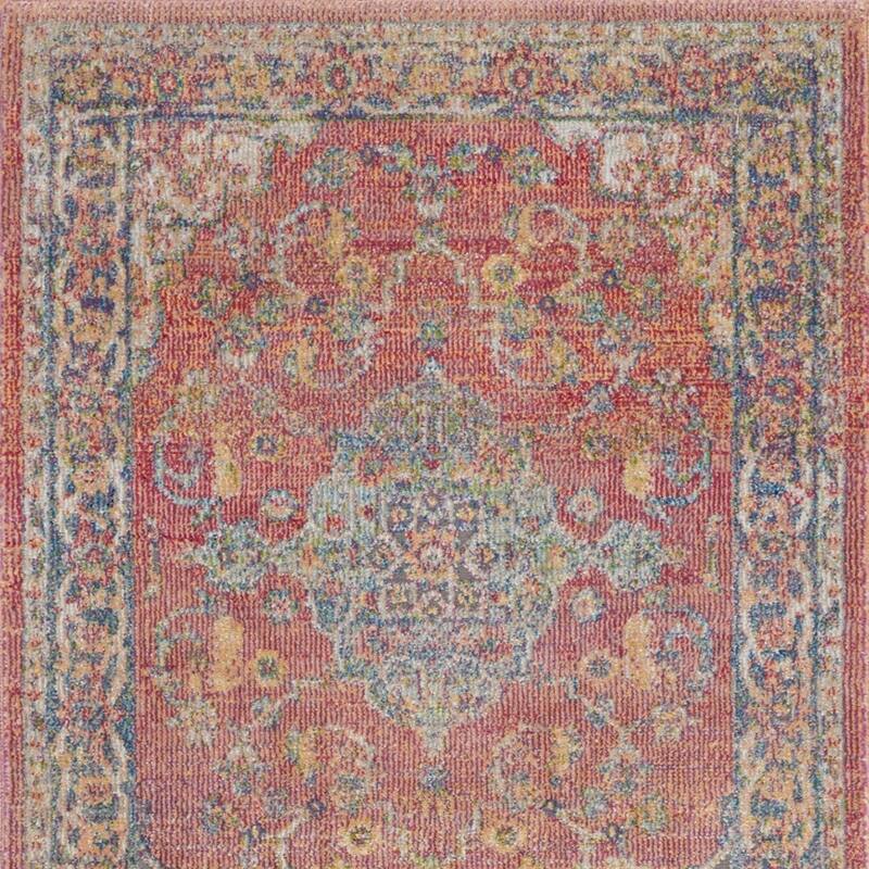 Feme Power Loomed Distressed Abstract Floral Traditional Non Skid Area Rug By HomeRoots - 72' X '24' X '0.5