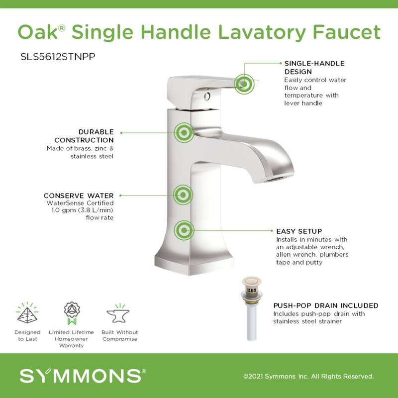 Symmons SLS5612PP Oak 1.0 GPM Vessel Single Hole Bathroom Faucet