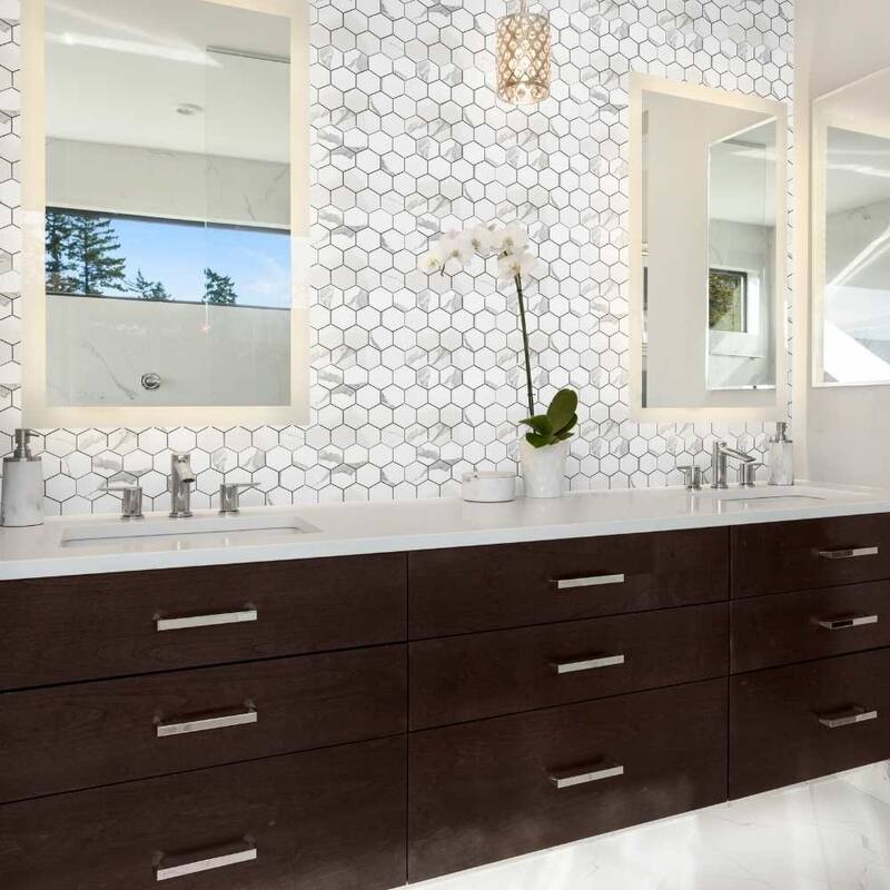 The Tile Life Stately Hex 11x14 Calacatta Porcelain Floor & Wall Tile
