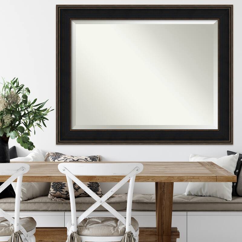 Beveled Wood Wall Mirror - Mezzanine Espresso Frame - Outer Size: 48 x 38 in