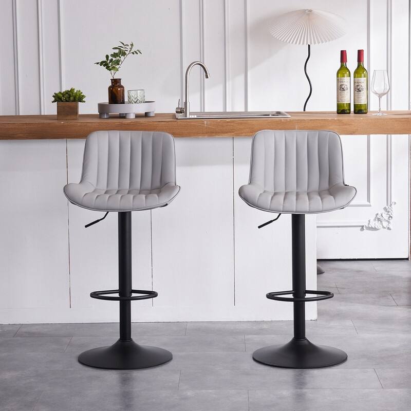 Bar Stools Set of 2, Counter Height Barstools with Back, Leather Bar Chair for Kitchen island
