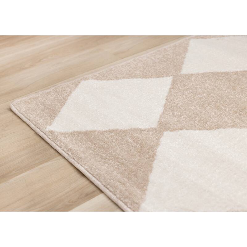 Covington Beige Cream Modern Diamonds Area Rug