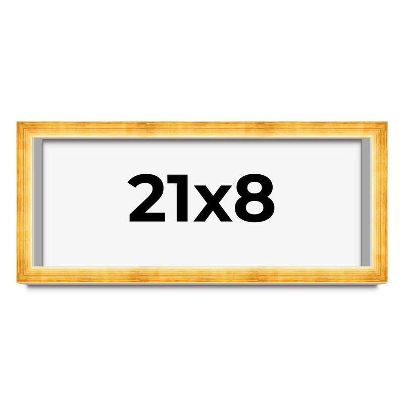 21x8 Shadow Box Frame Gold | 1.625 Inches Deep Real Wood Traditional