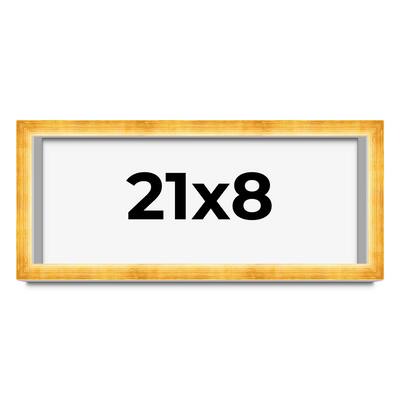 21x8 Shadow Box Frame Gold | 1.625 Inches Deep Real Wood Traditional