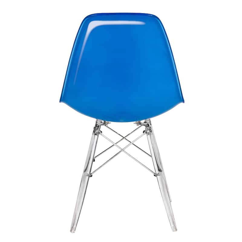 LeisureMod Dover Molded Side Chair with Acrylic Base, Set of 4 - Red - 36 x 32.4 x 16.25