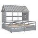 preview thumbnail 12 of 11, Gray Twin Size Solid Wood House Platform Beds with Two Drawers for Boys and Girl Shared Beds