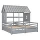 preview thumbnail 12 of 23, Wood Twin Size House Platform Beds with Two Storage Drawers, Roof Wooden Support Bed Frame, No Box Spring Needed for Boys