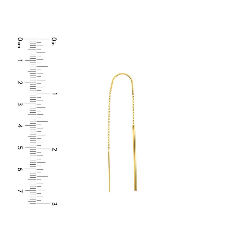 Curata 14k Yellow Gold High Polish Stick Bar Threader Earrings