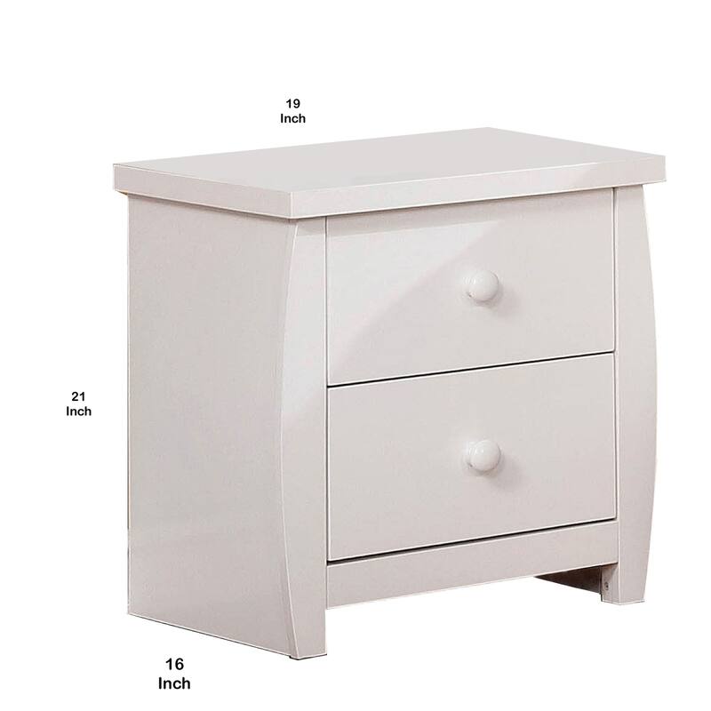 White 2 Drawer 19 in. W Nightstand with Sturdy Hardware and Ample Storage