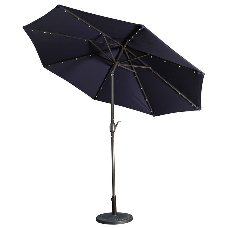 9 ft. Aluminum Market High Quality Solar LED Light Tilt Patio Beach Umbrella
